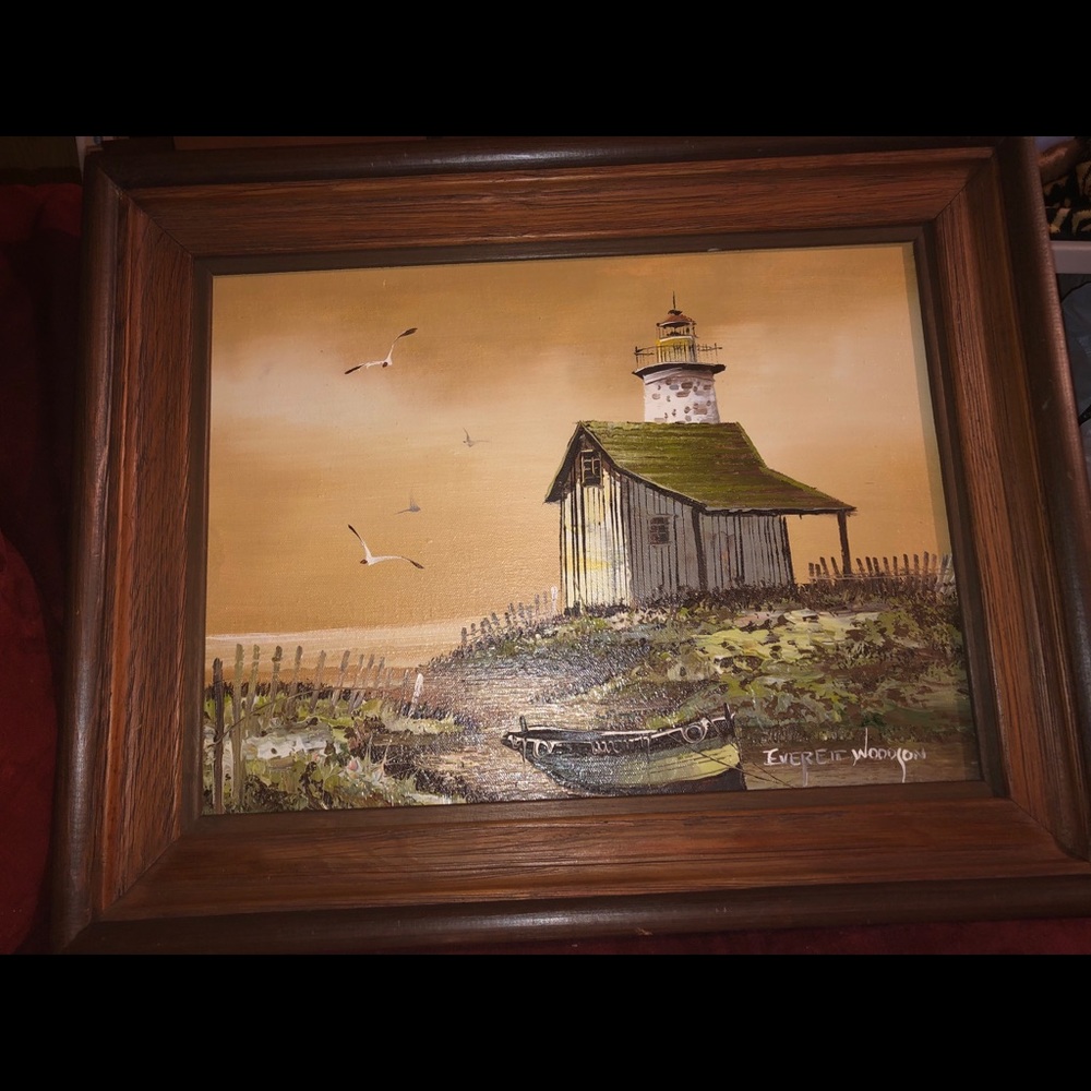 Painting Everett Woodson Lighthouse Beach Sand